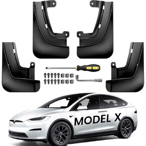 REEVAA 2024 ترقية ملحقات Tesla Model Y - اللوحات الطينية [ترقية الصف العسكري] [لا يتطلب الحفر] مجموعات الجسم الواقية من الطين في جميع الأحوال الجوية لطراز Tesla Y 2024-2020، أسود (مجموعة من 4)