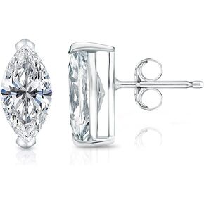 3/5 to 1 2/5 Carat Lab Grown Diamond Marquise Cut Stud Earrings in 14k White or Yellow Gold (VS-SI, cttw) V Prong Push Back by Diamond Wish