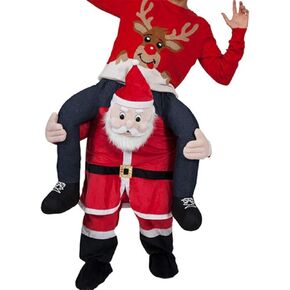 Santa Claus Carry Mascot Costume Ride On Me Christmas Costume