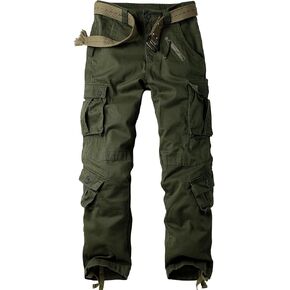 Men's Camo BDU Cargo Tactical Ripstop Casual Lightweight Baggy Combat 100% Cotton Pants with 8 Pockets(No Belt)