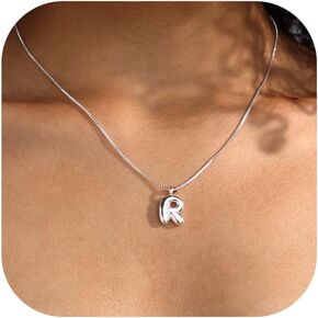 Bubble Letter Necklace Initial Necklaces for Women Dainty Charm Pendant Necklace Trendy Name Necklace Personalized Jewelry for Women