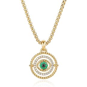 NUZON 2-Tone Interlocking | Sunburst Heart | CZ Evil Eye | Single Pearl | Love Heart Pendant Necklace for Women 18K Gold Chain Necklace Protection Prayer Faith Jewelry