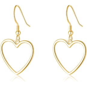 SLUYNZ Solid 925 Sterling Silver 1.8CM Hollow Heart Drop Earrings for Women Teens Sweet Love Dangle Earrings