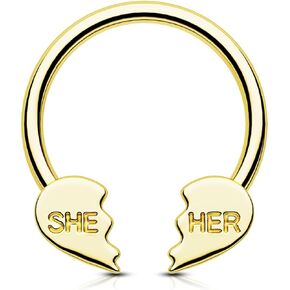 مجوهرات OUFER Septum، حلقات حاجز من الفولاذ المقاوم للصدأ 316L 16 جرام، خاتم حاجز ذهبي بتصميم قلب متشقق، مجوهرات ثقب المحار الحلزوني للنساء والرجال in Kuwait