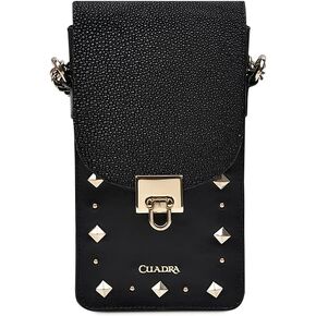 Cuadra Women's Cell Phone Pouch in Genuine Stingray Leather Black BOD38MA