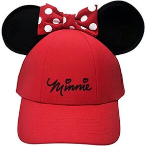 Disney Women's Minnie Mouse Bow Ears Baseball Hat (Red)