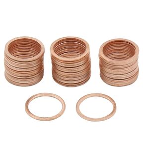 X AUTOHAUX 17mm Inner Dia Copper Crush Washers Flat Car Sealing Gaskets Plate Rings 50pcs