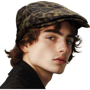 CLAPE Newsboy Hats, Unisex Adjustable Fashion Leopard Ivy Flat Cap Gatsby Cabbie Driving Hat for Men Women