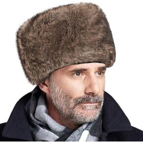 XGOPTS Men Women Russian Ushanka Hat Winter Faux Fur Hunting Trapper Hat Warm Fuzzy Furry Ski Cap Outdoor Cycling Earflap Hat