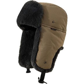Mens Warm Thicken Windproof Trapper Hat Soft Thermal Faux Fur Winter Hat for Hunting Skiing Hiking Russian Snow Hat