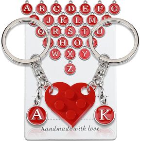 OUMILAN Brick Matching Heart Keychain Gifts for Couples Boyfriend Girlfriend Valentine's Day Gift for Him Her Husband Wife