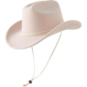Jastore Boys Girls Cowboy Hat Kids Western Hat Felt Cowboy Hat Cowgirl Hat with Landyard