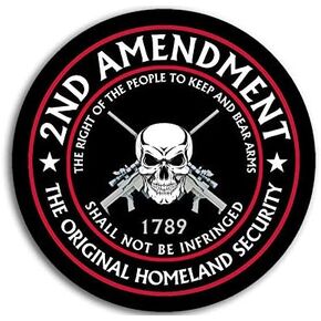 Black Round 2nd Amendment The Original Homeland Security - The Right to Keep and Bear Arms Sticker (Vinyl Decal Gun Ammo (3 inch)