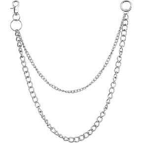 Pants Chain For Men Women Jean Pocket Chain Belt Chains Men With Lobster Claw Clasps Punk Hip Hop Chain For Wallet Silver