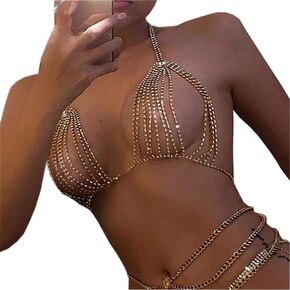 Sexy Bling Rhinstone Bra Body Chain Rhinstone Underwear Bra Harness Crystal Body Chain Jewelry Bikini Crystal Bralette Underwea for Women