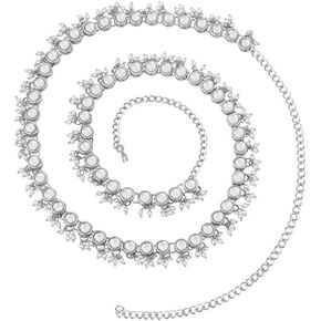 Aheli Indian Traditional Ethnic Faux Stone Beaded Waist Chain Jewelry Kamarband Patta Womens Belly Chain Sari Saree Belt Gift for Women