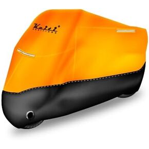 Keiti Motorcycle Cover All Weather Waterproof Outdoor Sun Protection Reflective Strip License Plate Window Lock Hole Storage Bag (Orange, XXL (104"))