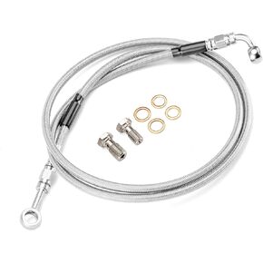 Mofun Extended Length Hydraulic Front Brake Line Kit Stainless Steel Non-ABS For 12"-14" Handlebar Compatible with Harley Sportster XL 883 1200 1988-2003, 48", Chrome