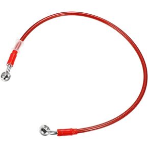 65cm 25.59" Length 10mm ID Motorcycle Hydraulic Brake Line Oil Hose Pipe 28° 0° Stainless Steel Braided Cable for ATV Motocross Sport Bikes Red Automotive Parts