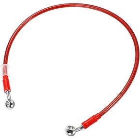 70cm 27.56" Length 10mm ID Motorcycle Hydraulic Brake Line Oil Hose Pipe 28° 0° Stainless Steel Braided Cable for ATV Motocross Sport Bikes Red Replacement