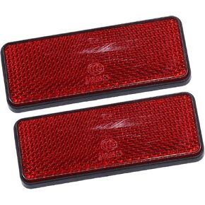 2 Pcs 87.5x34mm Red Plastic Universal Rectangular Reflective Warning Reflector with Adhesive Tape for Motorcycle Bike Auto Replacement Parts