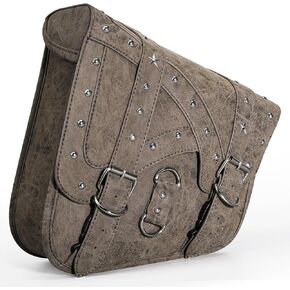 Motorcycle Swingarm Bag Left Side, Vintage Crocodile Texture PU leather, Motorcycle Swing Arm Bags Saddlebags Bags Compatible with Harley Heritage Softail Springer Classic Fat Boy, Black