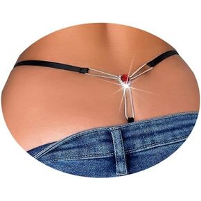 Sexy Crystal Pendant Waist Chain Thong Rhinestone Dollar Sign Chain Thong Rhinestone Thong Panties Festival Rave G String Jewelry for Women (Black)
