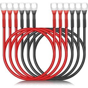 Linkstyle 6PCS 8 AWG Battery Cables, 60CM/2FT Copper Battery Inverter Cables Set, with 3/8" Tinned Copper Lugs, for Automotive Marine Solar ATV
