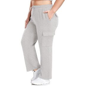 FOREYOND Plus Size Women's Cargo Sweatpants Casual Straight Leg Lounge Pants Drawstring High Waist Joggers with Pockets