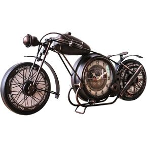 YOUKI Metal Motorcycle Art Wall Decor Desk Shelf Clocks Non Ticking Battery Operated Home Decorative Gift Idea,Wall Decorations for Bedroom Office 16.6 x 1.5X 7.9 Inches,Bronze