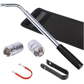Telescoping Lug Wrench, 17/19 & 21/23mm Wheel Wrench Sockets With Wheel Hub Bolt Nut Cover Removal Tool, Automotive Repair Tools