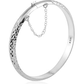 Shop LC 925 Sterling Silver Bracelets For Women Diamond Cut Bangles 7.5" Christmas Gifts