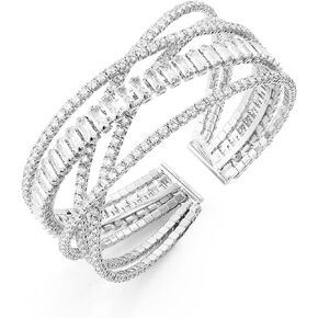 HZMAN Crystal Rhinestone Cuff Bracelet for Women Dainty MultiLayer Bracelet 5 Rows Layered Bracelets Jewelry for Prom Party Wedding