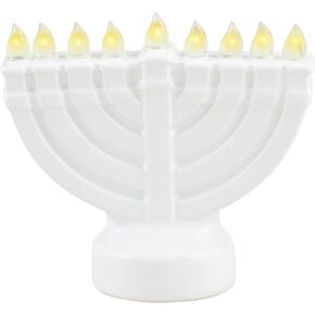 Mud Pie Light Up Menorah Table SITTERS, White