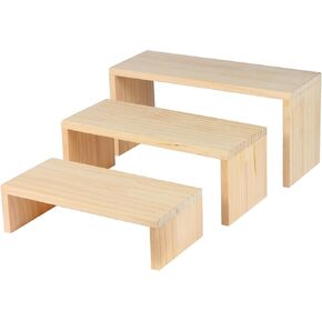 3-Tier risers display stands, Wooden Retail Display Rack for retail Rustic Tabletop Display rack for cupcakes, collectibles,jewelry, perfum, Funko Pop Figures