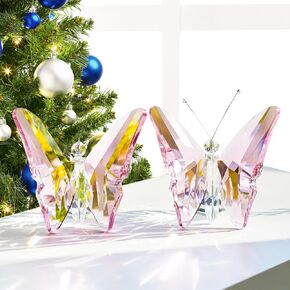 H&D HYALINE & DORA 2pcs Crystal Butterfly Figurines, Blue Glass Butterfly Ornaments, Crystal Butterfly Figurine Gifts for Women, Crystal Butterfly Figurine Decor for Home Christmas Party