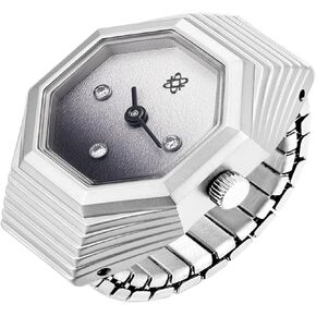 PASCAL Men's Diamond Watch Ring with Two-Hand Analog Display and Stainless Steel Expansion Band…