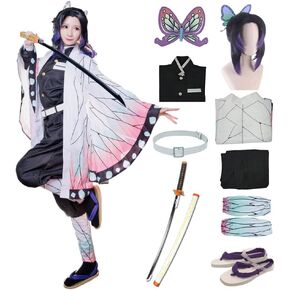 Full Set Halloween Costume Kochou Shinobu Party Role Cosplay Costume Kimono Outfit W/Shoes Wig Sword