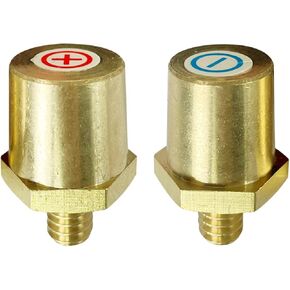 Ampper M8 Thread Male Brass Battery Charging Post Terminals, M8 Battery Post Adapter (+/-) with Top Bolts for Extension, Pack of 4