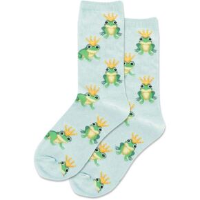 جوارب Hotsox للأطفال Frog Prince Crew، زوج واحد، أزرق فاتح، مقاس متوسط/كبير للأطفال