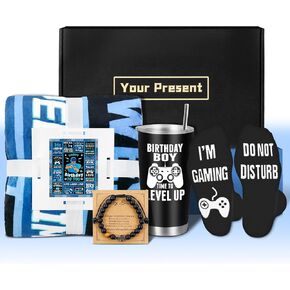 Birthday for Boys, Coolest Gifts for Boys, Happy Birthday Gifts for Boys Box, Boys Gaming Birthday Gifts Blanket for Boys Teen Kid Son Grandson