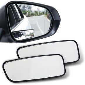 Car Blind Spot Mirror, HD Glass Rear Blind Spot Mirror Adjustable Angle Curved Rectangular Parking Reversing Assist Mirror, Self-Adhesive Mounting Accessory, Suitable for Most Cars (Black)