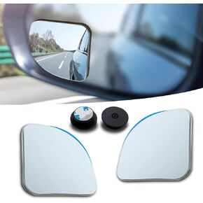 2 PCS Car Blind Spot Mirror, 1.96" Fan-shaped HD Frameless Wide-angle Exterior Rear View Mirror Accessories, Adjustable Self-adhesive Auxiliary Reverse Mirror, Universal for Cars SUVs (Silver)