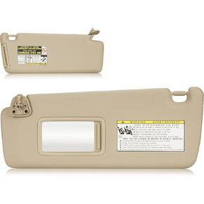 Sun Visor with Light for 2008-2013 Toyota Highlander, Left Driver Side Gray Sunvisor Replacement 74320-48500-B0