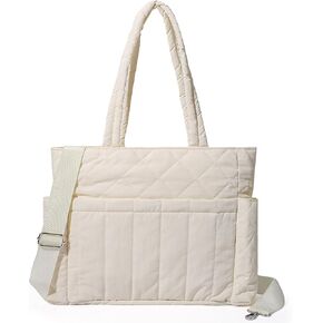 Quilted Puffer Crossbody Tote Bag for Women with Adjustable Strap,Puffy Tote Bag,Shoulder Bag Gifts for Women Work,Travel