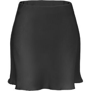 ALCEA ROSEA Women's Elegant Silky Satin Mini Skirt High Waist Ruffle Short Skirt Solid Mini Fishtail Skirts for Women 7805