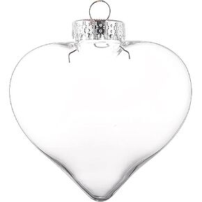 50 Pcs Plastic Heart Clear Ornaments for Crafts,DIY Christmas Clear Ornaments Balls with Rope Hanging, Clear Christmas Ornaments Fillable Balls for Christmas Holiday Party Valentine's Day