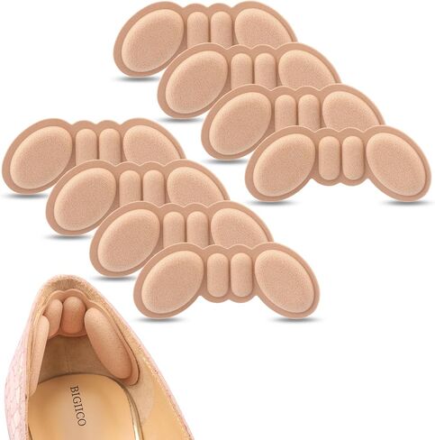 Heel Pads for Shoes That are Too Big, 4 Pairs Foamed Cotton Heel Cushions for Pain Relief & Tighter Fit, Filler Improved Shoe Fit and Comfort (Rosybrown+Black) in Kuwait