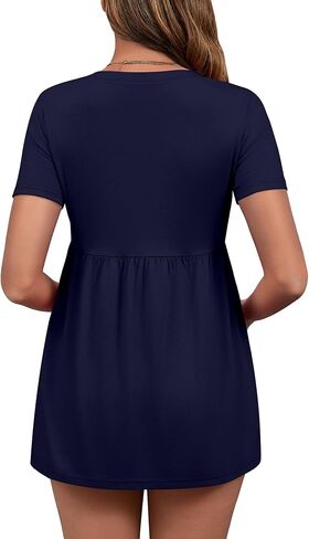 Ficerd 3 Pack Women's Maternity Shirts, Short Sleeve Pregnancy Tunic Tops Side Ruched Basic Tshirt Casual Pregnancy Clothes in Saudi Arabia