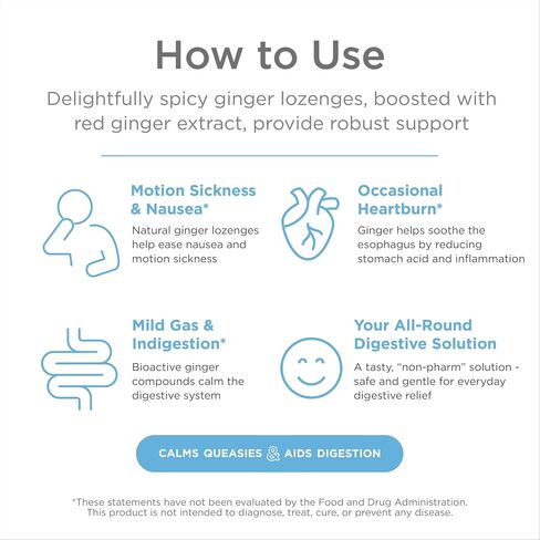 The Ginger People Ginger Rescue Digestive Wellness Lozenges (Soft) | Extra Strength - 800mg | Nausea, Upset Stomach, Motion Sickness, Mild Heartburn, Indigestion, 30 Count in Saudi Arabia